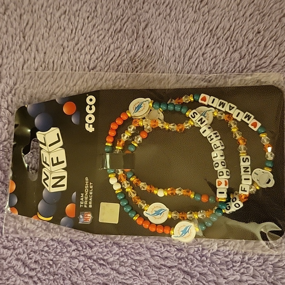 NWT: FOCO Miami Dolphins Friendship Bracelets